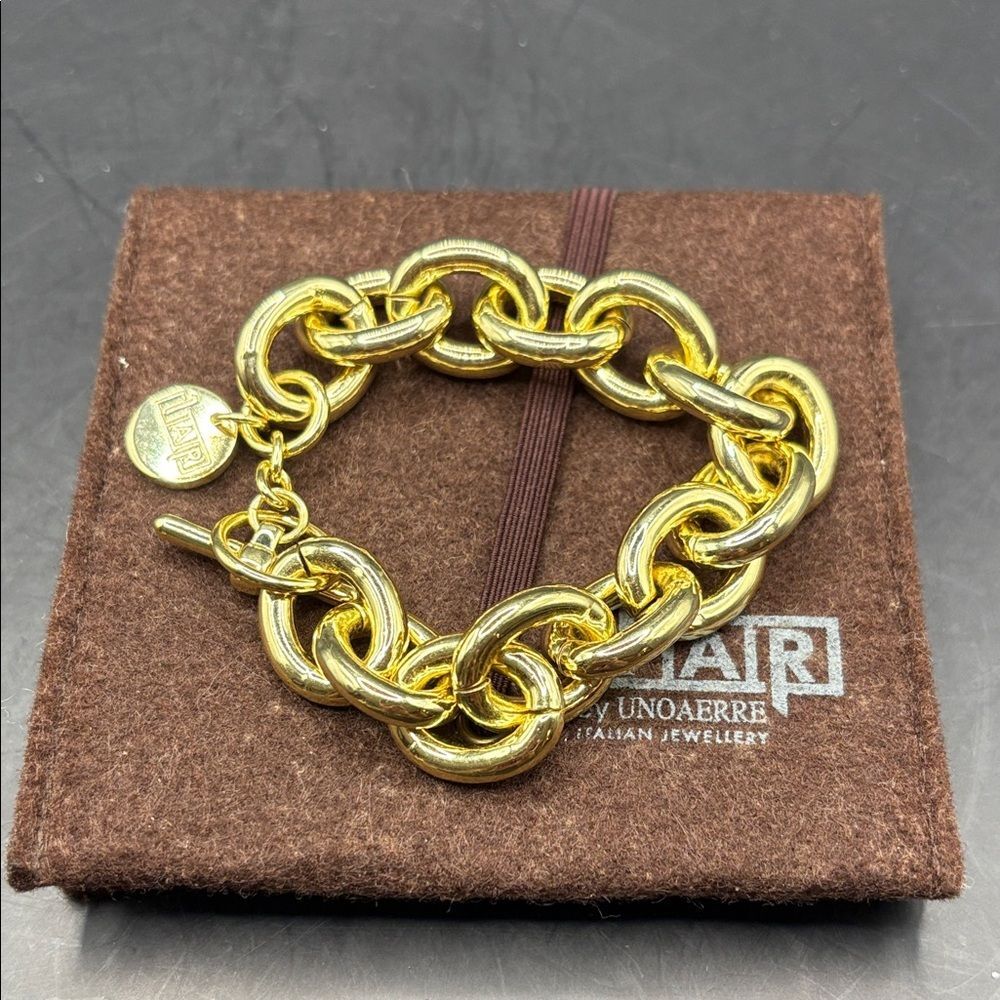 1-AR Yellow Gold Over Bronze Classic Oval Link Bracelet